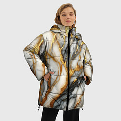 Куртка зимняя женская Мрамор - текстура, цвет: 3D-черный — фото 2