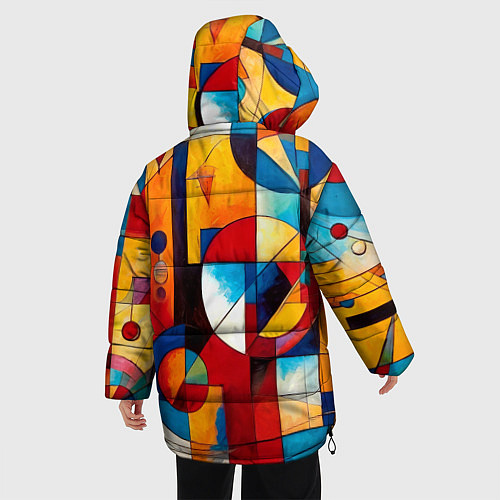 Женская зимняя куртка Абстракция из ярких цветов и геометрических фигур / 3D-Черный – фото 4