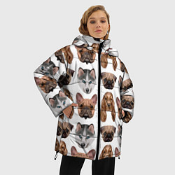 Куртка зимняя женская Текстура собак, цвет: 3D-черный — фото 2