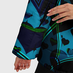 Куртка зимняя женская Сердечки узоры, цвет: 3D-черный — фото 2