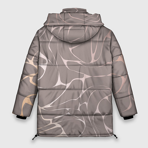 Женская зимняя куртка Серебристый узор изгибами на бежевом / 3D-Красный – фото 2
