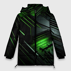 Женская зимняя куртка Металл и зеленый яркий неоновый свет