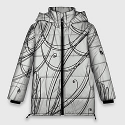 Куртка зимняя женская Монохромные завитки, цвет: 3D-черный