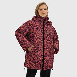 Куртка зимняя женская Паттерн мелкая мозаика тёмно-розовый, цвет: 3D-черный — фото 2