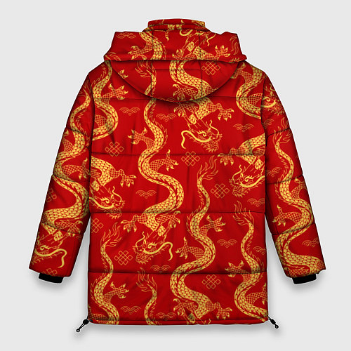 Женская зимняя куртка Желтый - дракон / 3D-Красный – фото 2