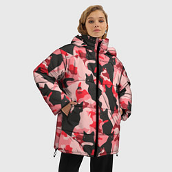 Куртка зимняя женская Розовый камуфляж из котов, цвет: 3D-красный — фото 2