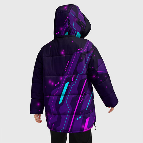 Женская зимняя куртка Watch Dogs neon gaming / 3D-Черный – фото 4