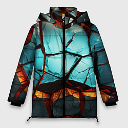 Куртка зимняя женская Абстрактные камни разломленные, цвет: 3D-красный