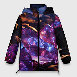 Куртка зимняя женская Фиолетовые комические камни, цвет: 3D-черный