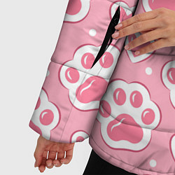Куртка зимняя женская Кошачьи лапки и сердечки, цвет: 3D-черный — фото 2