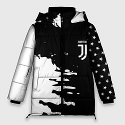 Куртка зимняя женская Ювентус спорт краски текстура, цвет: 3D-черный