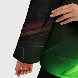 Куртка зимняя женская Geometry stripes кислотный неон, цвет: 3D-черный — фото 2