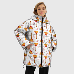 Куртка зимняя женская Узор из музыкальных инструментов балалаек, цвет: 3D-красный — фото 2