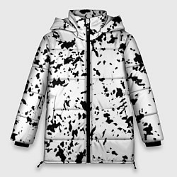 Куртка зимняя женская Белый с чёрными пятнышками, цвет: 3D-черный