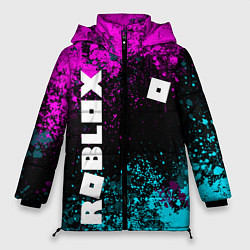Куртка зимняя женская Роблокс - неоновые брызги, цвет: 3D-светло-серый