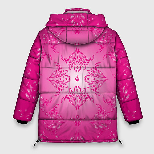 Женская зимняя куртка Узоры на розовом фоне / 3D-Красный – фото 2
