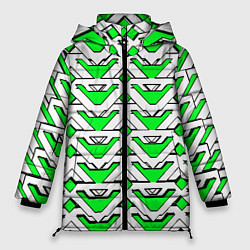 Куртка зимняя женская Бело-зелёный узор, цвет: 3D-красный