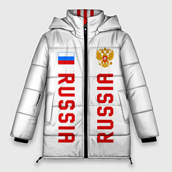 Куртка зимняя женская Россия три полоски на белом фоне, цвет: 3D-светло-серый
