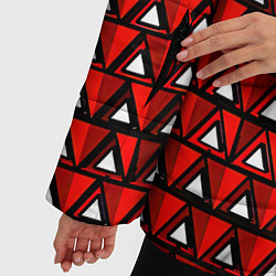 Куртка зимняя женская Узор из треугольников с чёрной обводкой красный, цвет: 3D-светло-серый — фото 2