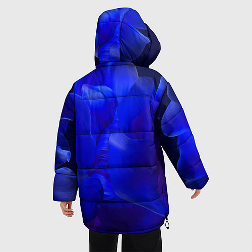 Женская зимняя куртка Неоновый синий цветок / 3D-Черный – фото 4