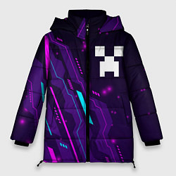 Куртка зимняя женская Minecraft neon gaming, цвет: 3D-черный