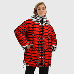 Куртка зимняя женская Красно-белая техно броня, цвет: 3D-черный — фото 2