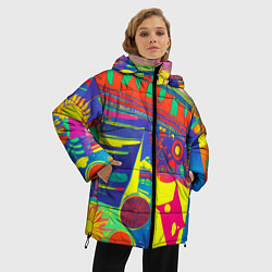 Куртка зимняя женская Яркая графическая абстракция, цвет: 3D-черный — фото 2
