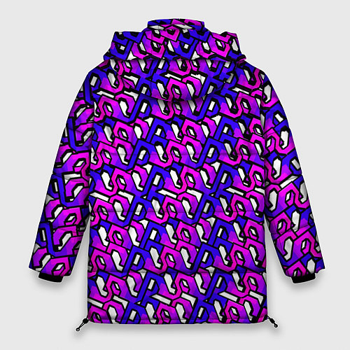 Женская зимняя куртка Фиолетовый узор и чёрная обводка / 3D-Красный – фото 2