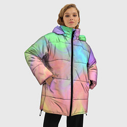 Куртка зимняя женская Абстракция смесь красок светлый тай-дай, цвет: 3D-красный — фото 2