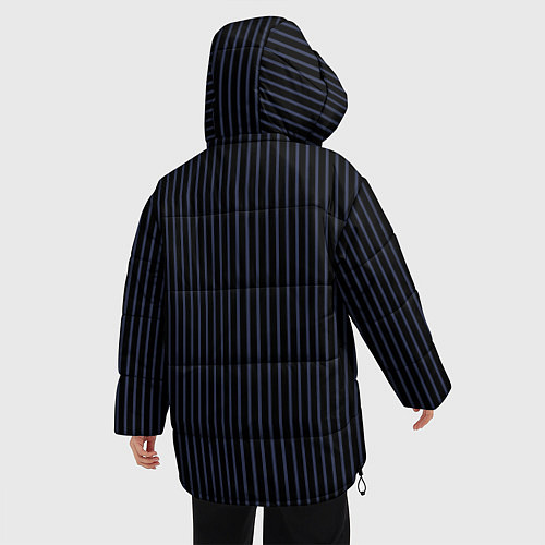 Женская зимняя куртка Тёмный синий в полоску / 3D-Черный – фото 4