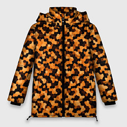 Куртка зимняя женская Золотистый коричневый паттерн мозаика, цвет: 3D-черный