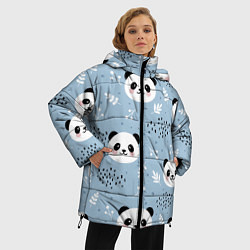 Куртка зимняя женская Панды и цветочки, цвет: 3D-светло-серый — фото 2