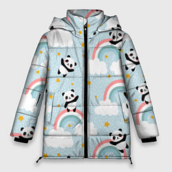 Женская зимняя куртка Панда на радуге