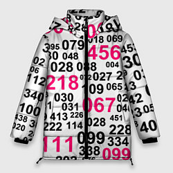 Куртка зимняя женская Игра в кальмара паттерн чисел, цвет: 3D-светло-серый
