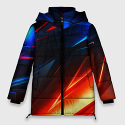 Куртка зимняя женская Geometry stripes neon steel, цвет: 3D-черный