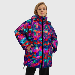 Куртка зимняя женская Разноцветные осколки стекла, цвет: 3D-черный — фото 2