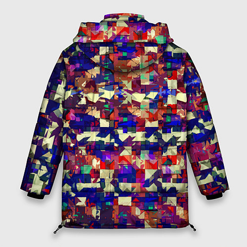 Женская зимняя куртка Разноцветные осколки стекла / 3D-Красный – фото 2