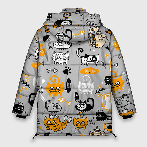 Женская зимняя куртка Коты мемы цветные / 3D-Светло-серый – фото 2