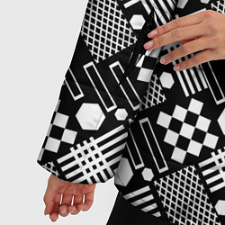 Куртка зимняя женская Черно белый узор из геометрических фигур, цвет: 3D-черный — фото 2