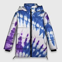 Женская зимняя куртка Сине-фиолетовый узор тай дай