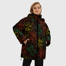 Куртка зимняя женская Разноцветные жуки носороги, цвет: 3D-светло-серый — фото 2