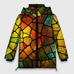 Куртка зимняя женская Витражная стеклянная мозаика, цвет: 3D-светло-серый