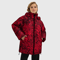 Куртка зимняя женская Абстрактная текстура тёмно-красный, цвет: 3D-черный — фото 2