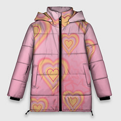 Куртка зимняя женская Сердца градиент, цвет: 3D-черный