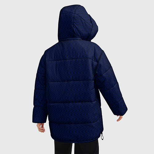 Женская зимняя куртка Тёмно-синий волнистые линии / 3D-Черный – фото 4