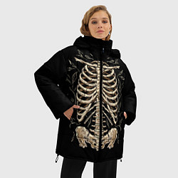 Куртка зимняя женская Скелет на груди, цвет: 3D-светло-серый — фото 2