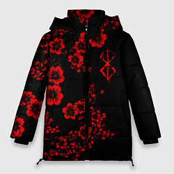 Женская зимняя куртка Клеймо жертвы из аниме Берсерк - красные цветы