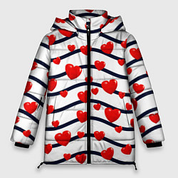 Куртка зимняя женская Сердца на линиях, цвет: 3D-светло-серый