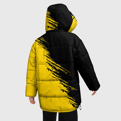 Женская зимняя куртка Черные штрихи на желтом фоне / 3D-Черный – фото 4