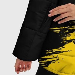 Куртка зимняя женская Черные штрихи на желтом фоне, цвет: 3D-черный — фото 2